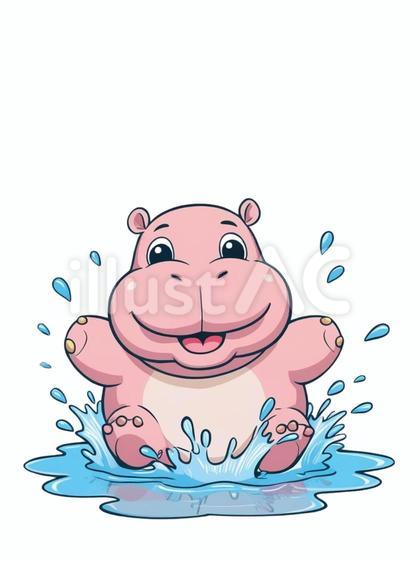 水浴びをしている可愛いカバ