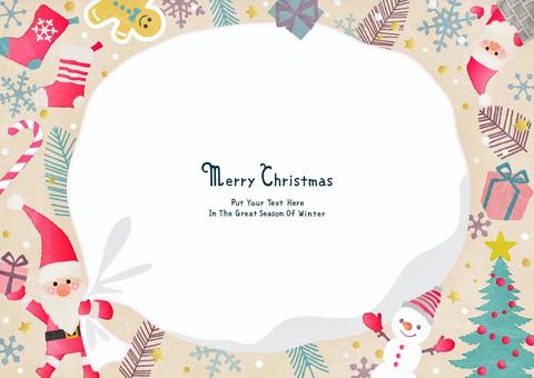 可愛いクリスマスフレーム030 クリスマス,サンタ,サンタクロース,クリスマスツリー,メリークリスマス,フレーム,結晶,雪だるま,プレゼント,ツリーのイラスト素材