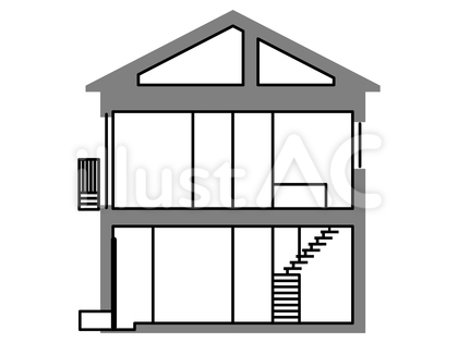 家の断面図 二階建て