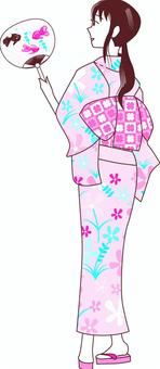 Illustration, kimono, yukata, summer, 