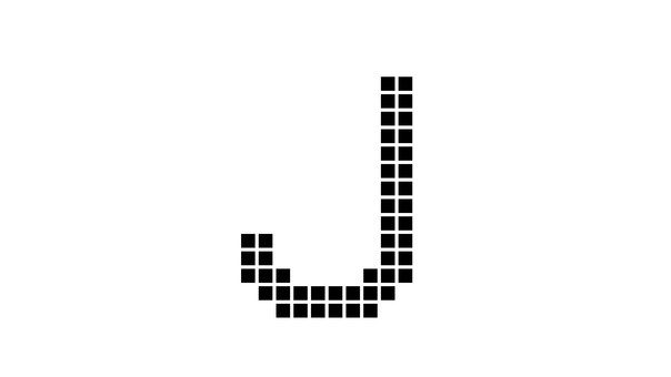 Square dot alphabet J (black), four corners, dot, text, JPG and PNG