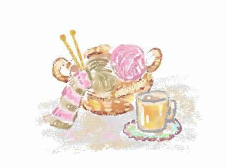 あみもの 毛糸,編み物,秋,冬,手芸,手芸用品,手編み,ハンドクラフト,編む,可愛いのイラスト素材