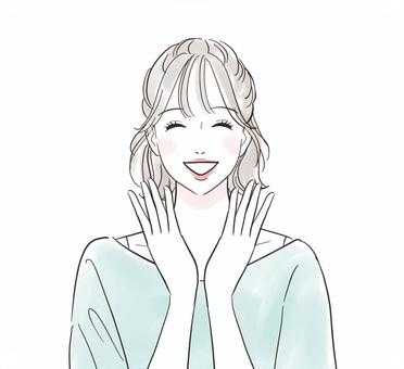 拍手して喜ぶ女性 人物,女性,きれい,リラックス,笑顔,微笑む,おしゃれ,可愛い,美人,20代のイラスト素材