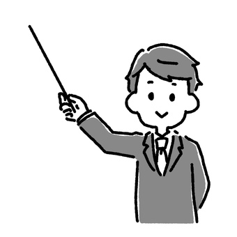 指示棒を持っているスーツの男性 指示棒,指す,教える,男性,スーツ,先生,講師,教師,ポイント,授業のイラスト素材