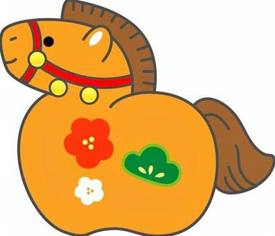 干支の午のイラスト 干支,2026,午,茶,栗毛,上向き,にっこり,カラー,お正月,新年のイラスト素材