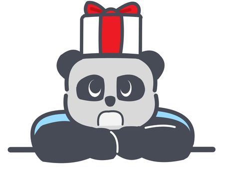 Illustration, panda, present, short sleeve, 