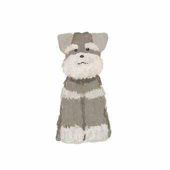 Illustration, schnauzer, dog, crayon style, 