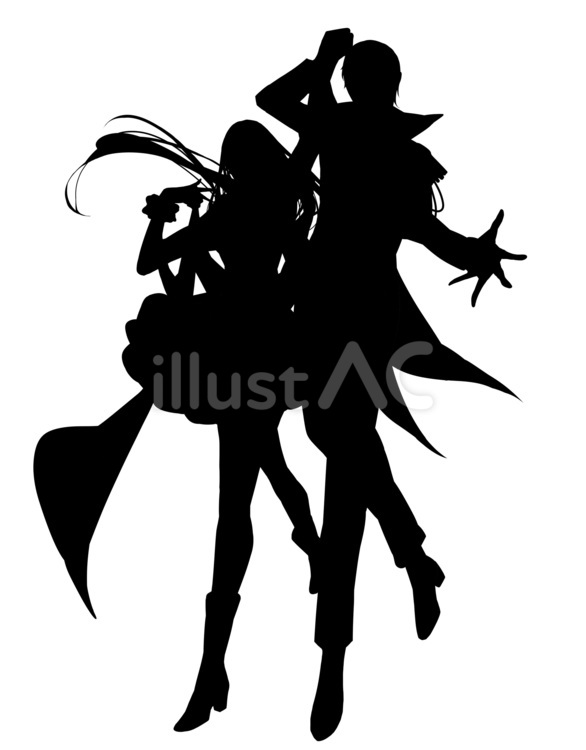 社交ダンスをする男性と女性 女の子,シルエット,ダンスのイラスト素材