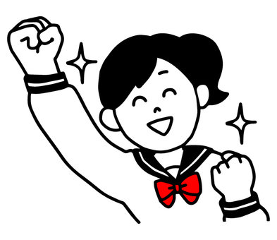 A girl in a sailor suit doing a fist pump, , JPG, PNG and AI