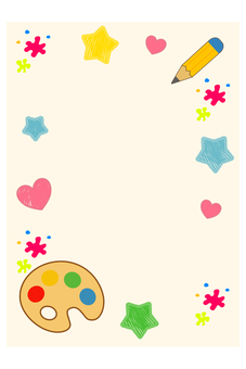 絵画フレーム パレット,鉛筆,ハート,星,絵画,コンテスト,フレーム,デザイン,背景,絵の具のイラスト素材