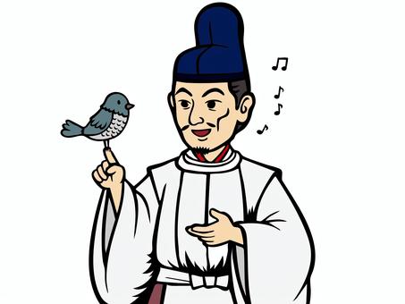 豊臣秀吉とホトトギス-2 豊臣秀吉,秀吉,羽柴,木下藤吉郎,豊臣,ホトトギス,不如帰,ほととぎす,狂歌,戦国大名のイラスト素材