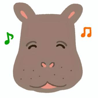 嬉しそうに笑っている楽しそうなカバの顔 カバ,顔,動物,動物園,かわいい,表情,笑顔,笑う,嬉しい,楽しいのイラスト素材