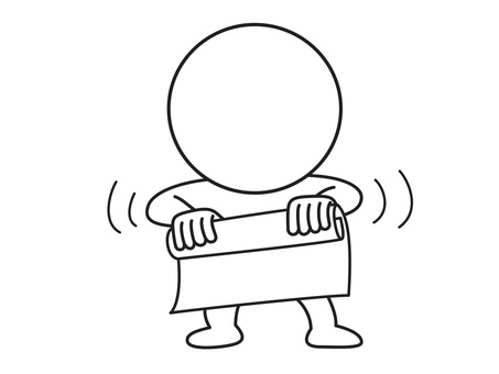 紙を丸める 棒人間,丸める,線画,シンプル,ゆるいのイラスト素材