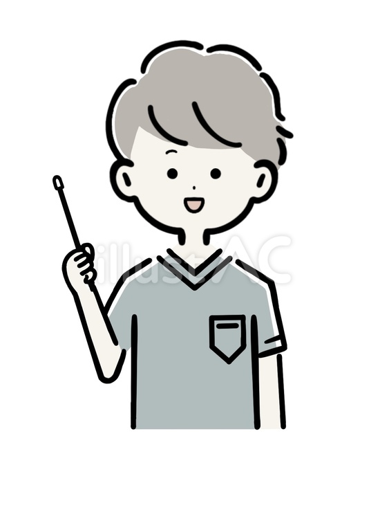 指し棒を持つ医療従事者2 看護師,医師,男性のイラスト素材