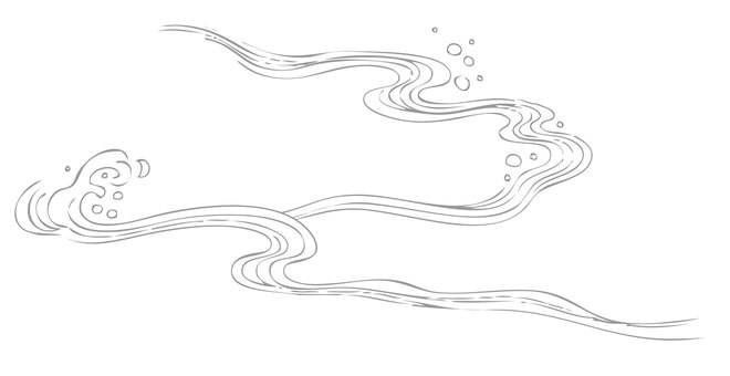 日本の模様31＿流水模様　手描き風 流水,模様,波,流水模様,伝統模様,古代模様,うねり,流れ,線画,手描きのイラスト素材