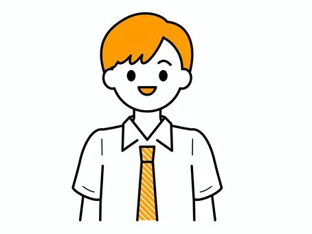 制服の男性01 人物,男性,学生,夏服,制服,リボン,アルバイト,飲食店,イラスト,アイコンのイラスト素材