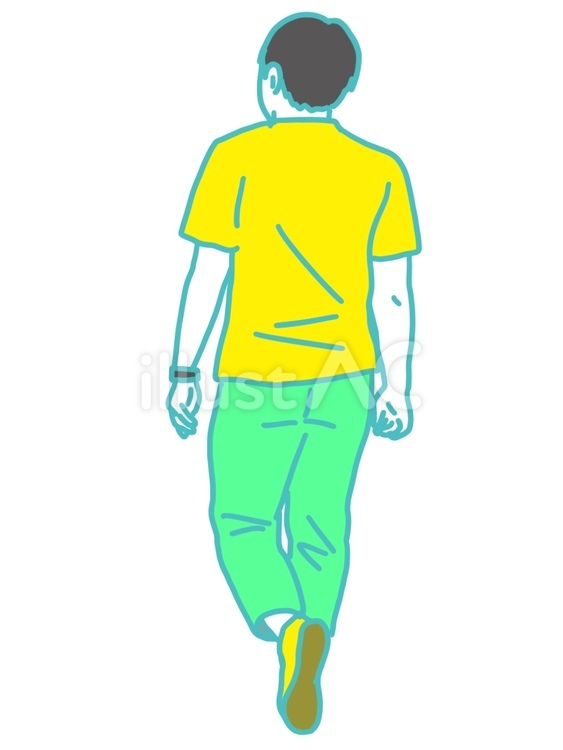 後ろ姿 男性,後ろ姿,腕時計のイラスト素材