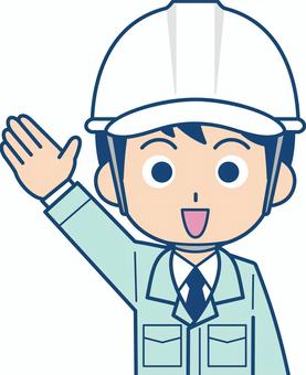 Illustration, male, employee, raising hands, 