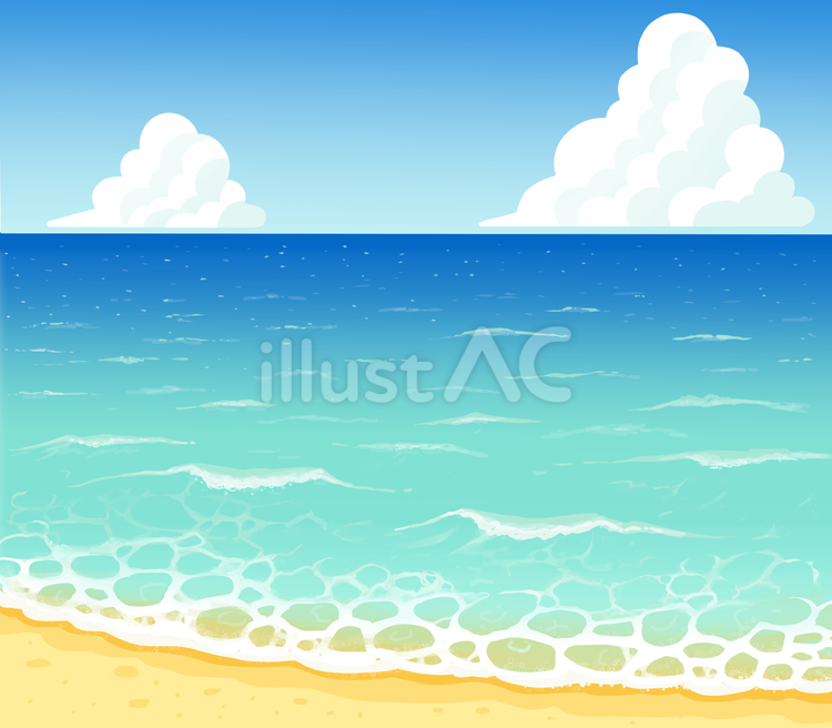 海と雲と砂浜 海,風景,空のイラスト素材