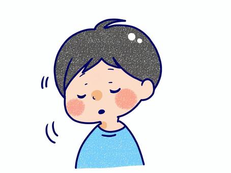 うたた寝する男の子 男の子,うたた寝,昼寝,疲れ,仮眠,眠い,無料,イラスト,手描き,気持ちいいのイラスト素材