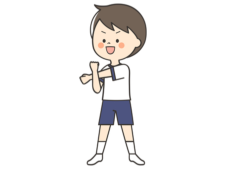 準備運動をする体操服の男の子 準備運動,ストレッチ,準備体操,体操,運動,柔軟,スポーツ,健康,体力,体育のイラスト素材