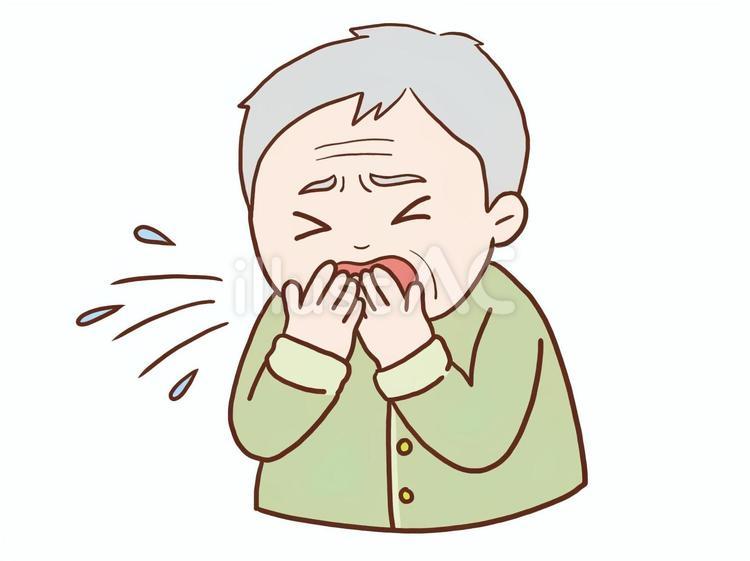 咳をする男性高齢者(カラー) 咳,喘息,気管支炎のイラスト素材