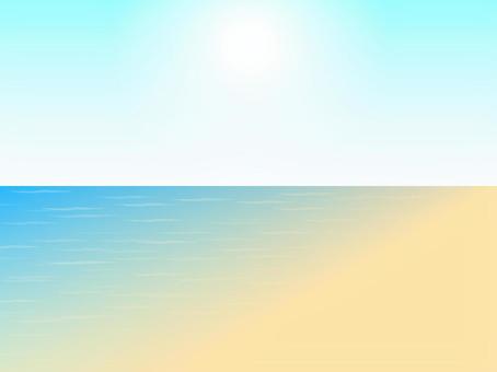 晴れの日の海と青空と砂浜背景 海,青空,夏,砂浜,晴れ,太陽,日光,夏日,真夏,自然のイラスト素材