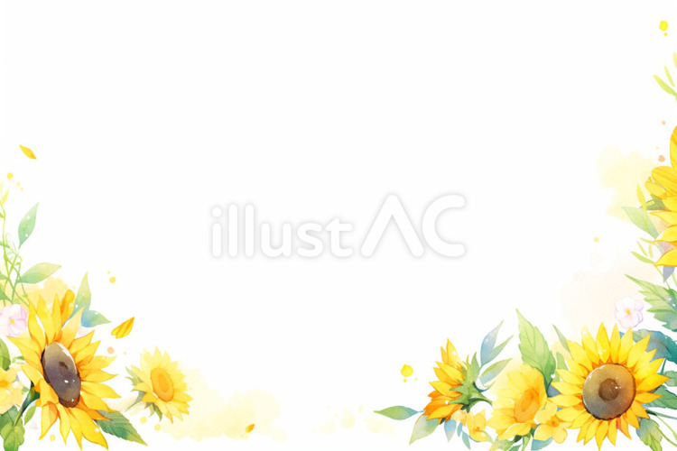 ヒマワリのフレーム ヒマワリ,花,夏のイラスト素材