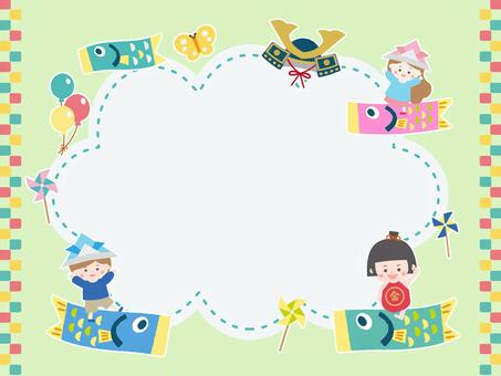 Carp streamer and children's cute handwritten frame, carp streamer, children's day, kintaro, JPG, PNG and AI