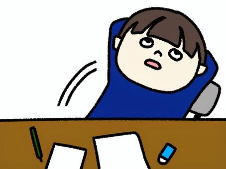 考えるのをやめた男の子 男の子,人物,児童,学生,学校,宿題,やめる,諦める,もたれる,机のイラスト素材