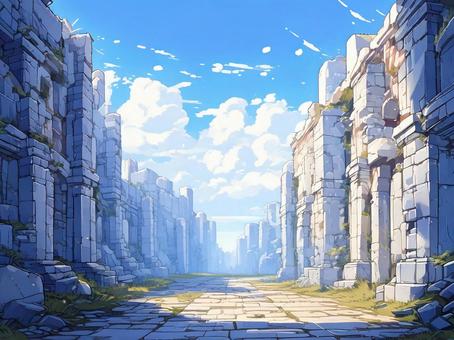Fantasy or game-style hallway illustration, JPG Fantasy or game-style hallway illustration, path, remains, game, JPG