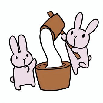 餅つきをするうさぎ うさぎ,動物,餅つき,餅,行事,食べ物のイラスト素材