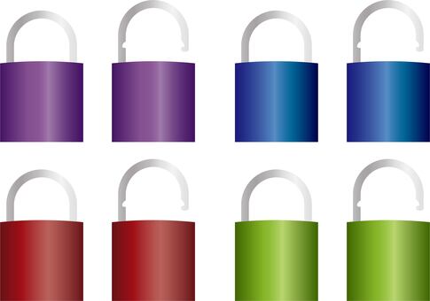 Padlock color set, padlock, key, colorful, JPG and PNG