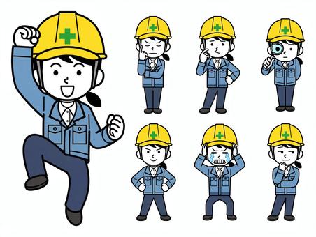 Illustration, female, site supervision, simple, 
