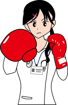 パンチ看護師 パンチ,ボクシング,怒る,気合,女性,若い,看護師のイラスト素材