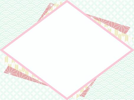 和柄の千代紙風背景（緑色パターン） 和柄,年賀状,正月,お祝い,フレーム,ひな祭り,端午の節句,七五三,パステルカラー,麻の葉のイラスト素材