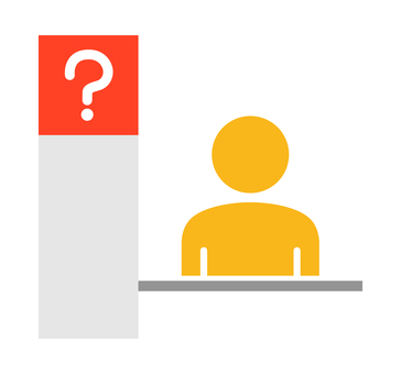 はてなマークのカウンター ヘルプ,カウンター,インフォメーション,疑問,質問,はてな,人物,受付,サービスカウンターのイラスト素材