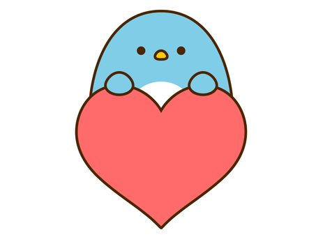 Cute penguin sticking out from the heart, , JPG, PNG and AI