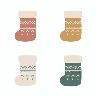 シンプル北欧風ボア付き靴下 靴下,イラスト,ベクター,高解像度,シンプル,手書き,素朴,ナチュラル,デザイン,かわいいのイラスト素材