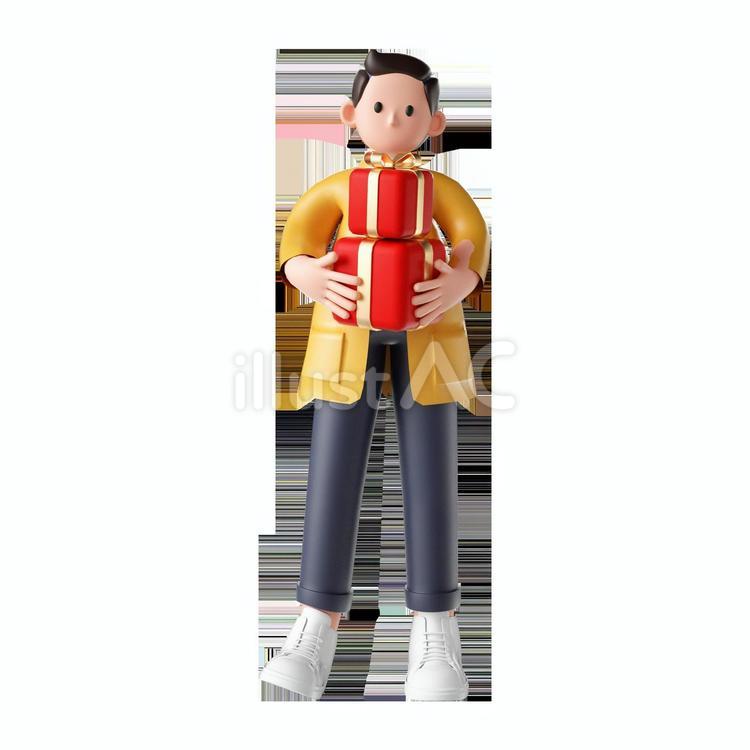 ファッショントレンドショッピング用の3Dレンダリング男性キャラクター04 人物,可愛い,挿し絵のイラスト素材