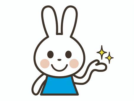 何かを紹介するイメージのうさぎキャラ うさぎ,説明,紹介,案内,提案,かわいい,動物,キャラクター,子ども,手のひらのイラスト素材
