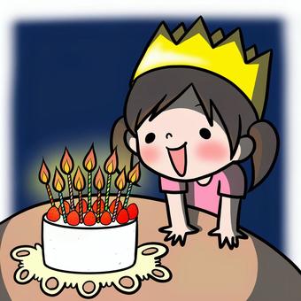 Girl staring at birthday cake, birthday cake, pleased, i'm happy., JPG and PNG