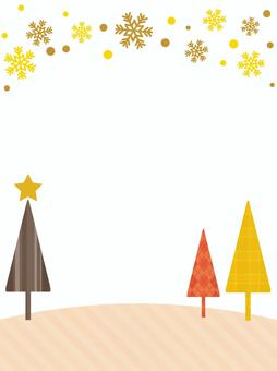 Frame of orange triangle trees and snowflakes, christmas, tree, winter, JPG and PNG