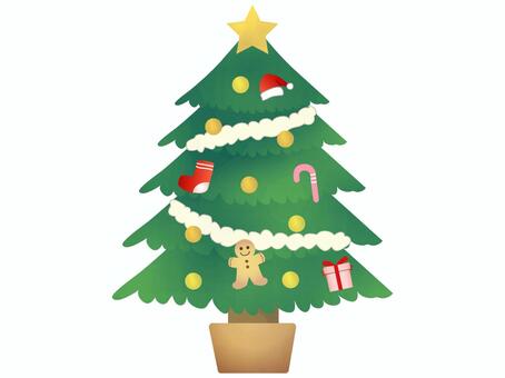クリスマスツリーのイラスト クリスマスツリー,もみの木,クリスマス,水彩,手描き,ツリー,ワンポイント,挿絵,オーナメント,12月のイラスト素材