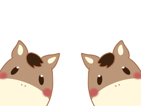 かわいい馬 2匹 馬,うま,干支,かわいい,ゆるい,動物,1月,年賀状,2026,素材のイラスト素材
