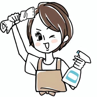 Illustration, female, apron, tiny, 