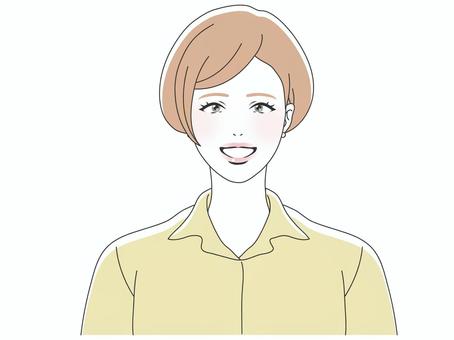 ショートカットの女性 ショートカット,女性,ママ,シンプル,おしゃれ,笑顔,ベクターのイラスト素材