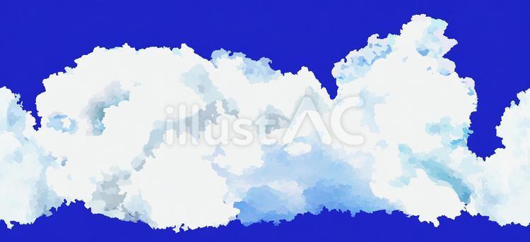 水彩風の青空と雲　横シームレス  青,青空,白のイラスト素材