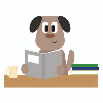 本を読むかわいい犬 読書,本,秋,犬,犬種,小柄,小動物,生き物,動物,キャラクターのイラスト素材