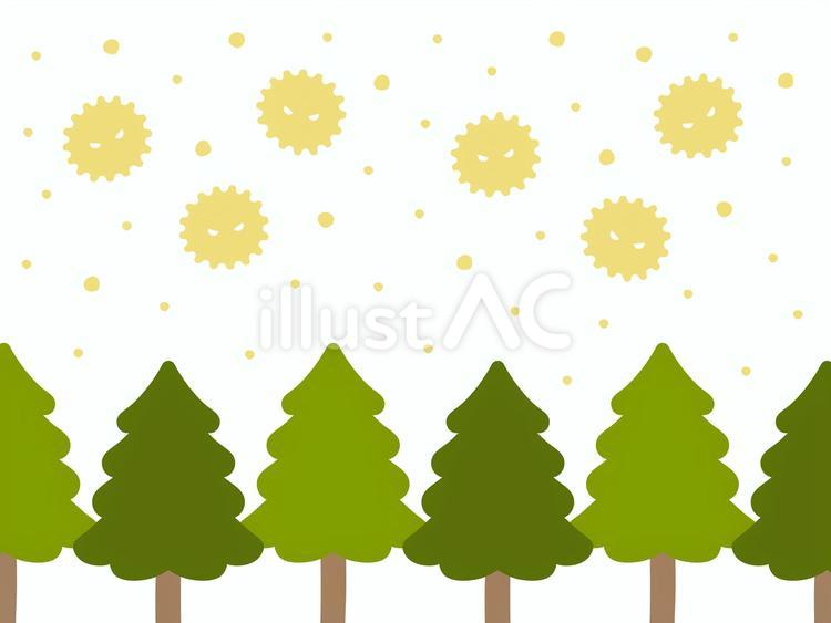 春の花粉症 スギの木と花粉の背景素材 花粉,花粉症,春のイラスト素材